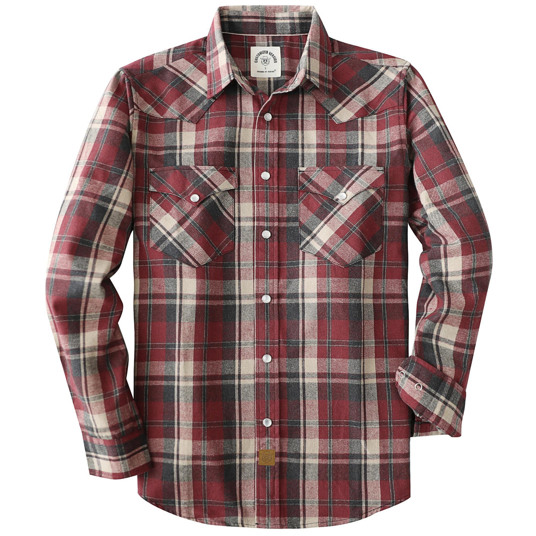 Dubinik® Herren Flanellhemd Flanellhemd Herren Kariert Western Cowboy Vintage Langarm Druckknöpfe Ba
