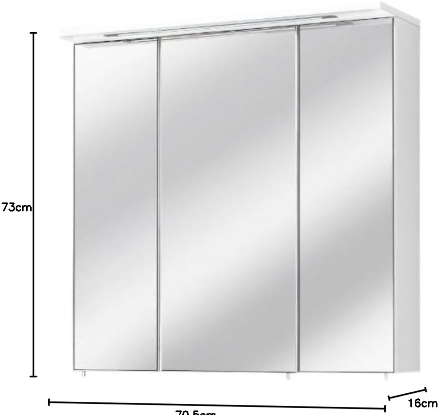 Schildmeyer Spiegelschrank, Holz, weiss, 70.5x16x73 cm, 70.5x16x73 cm