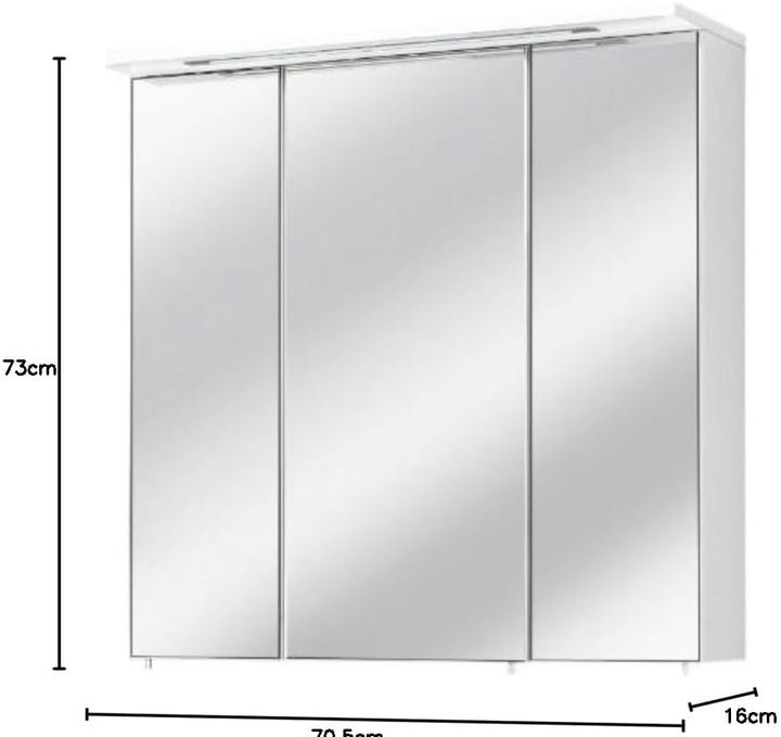 Schildmeyer Spiegelschrank, Holz, weiss, 70.5x16x73 cm, 70.5x16x73 cm