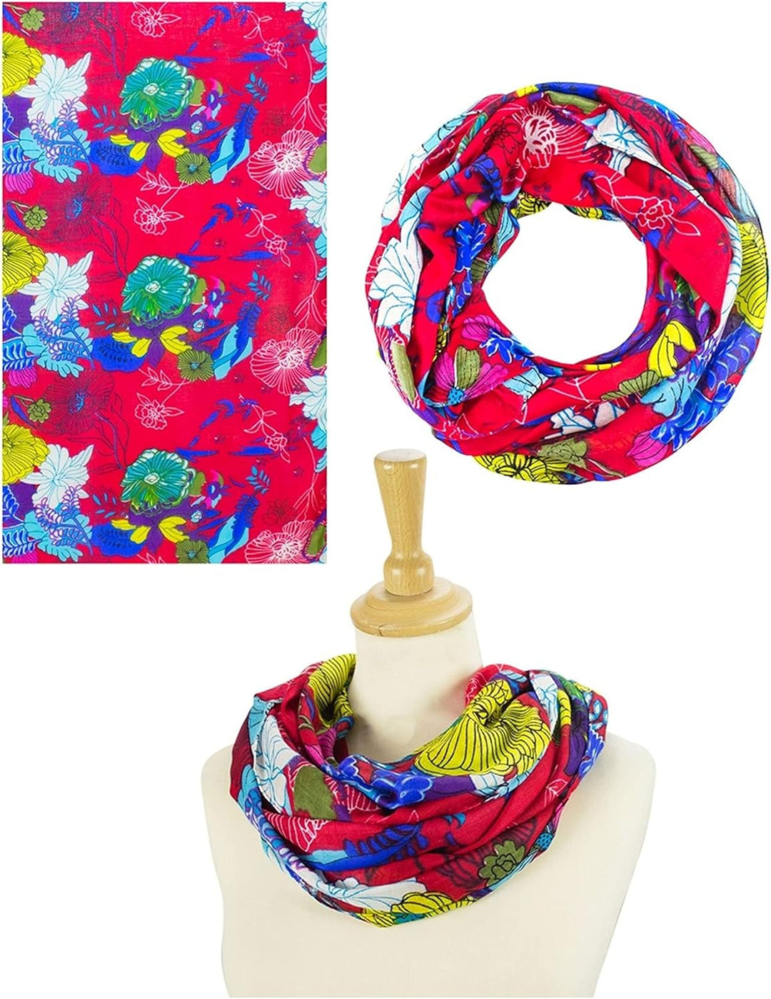 Sunsa Damen 3 Set Loop Schals. 100% Baumwolle Schlauchschals für Frühlings/Sommer. Dünne Loopschals