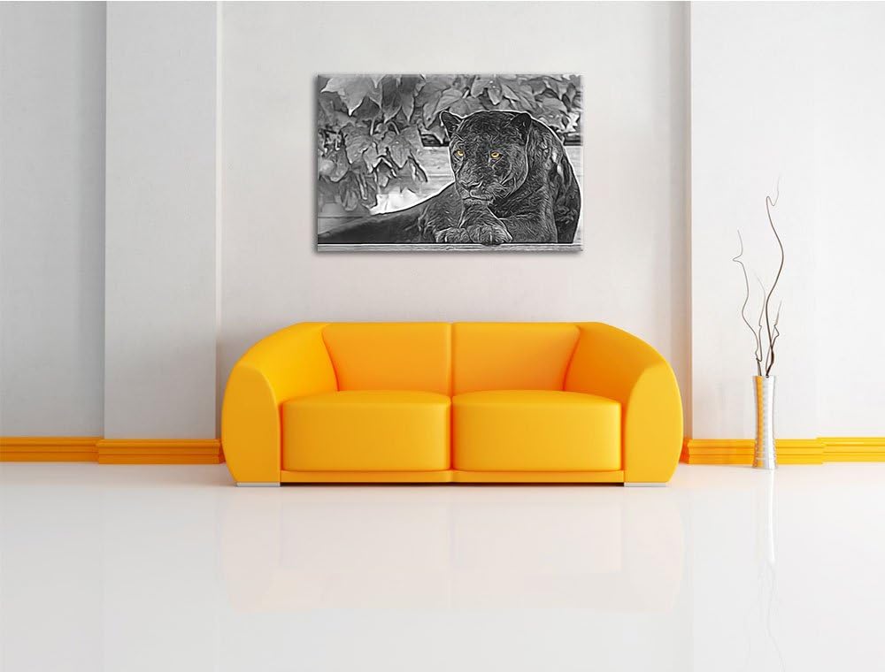 schöner schwarzer Panther schwarz/weiss Deluxe Format: 100x70 cm auf Leinwand, XXL riesige Bilder fe