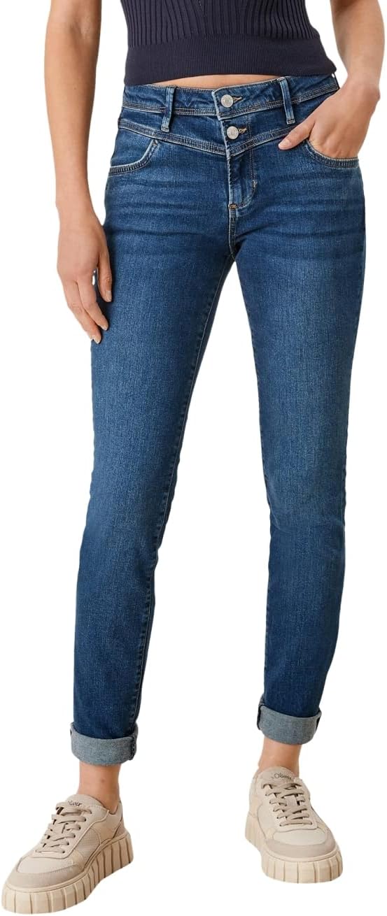 s.Oliver Damen Hose lang Betsy Slim Leg 34W / 32L Dark Blue Stretche, 34W / 32L Dark Blue Stretche
