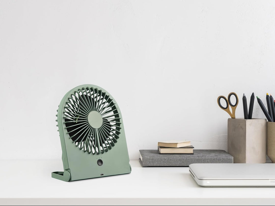 RL LIVE YOUR LIGHT Reality Leuchten Tisch Ventilator Breezy R044-49, Kunststoff Pistaziengrün, 2 Wat