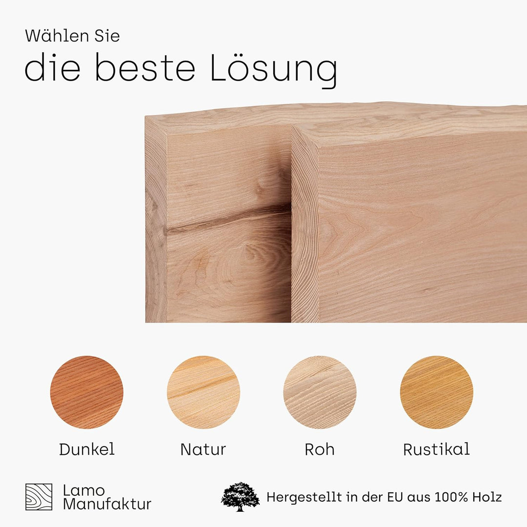 LAMO Manufaktur Waschtisch Konsolentischplatte, Holzplatte Waschtisch Konsolentisch Baumkante, 100x4