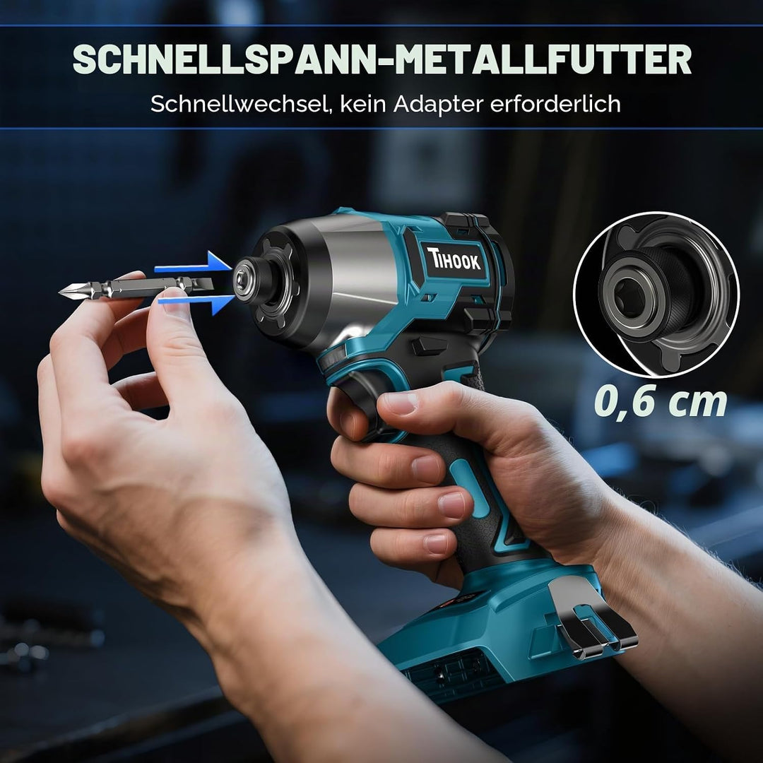 Akkuschrauber für Ma-kita 18V, 200Nm Bürstenloser Schlagbohrschrauber, 1/4" Bohrschrauber mit LED Li