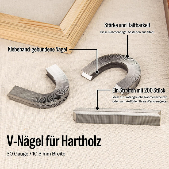 meite V-Nägel Typ 10,3 mm für Hartholz, 7 mm Länge V-Nägel für Bilderrahmen-Verbinder V1015B, Druckl