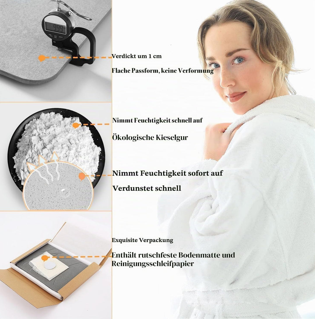 Dai Lufei Stein-Badematte – Natürliche Kieselgur, Super Saugfähige Duschmatte, Schnell Trocknende, r