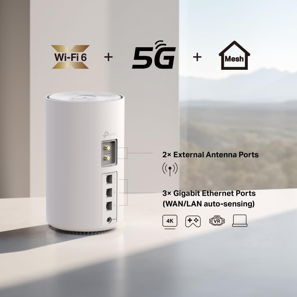 TP-Link Deco X1500-5G LTE WLAN Router Wi-Fi 6 AX1500, 5G bis zu 4,67 Gbit/s Download & 1,25 Gbit/s U