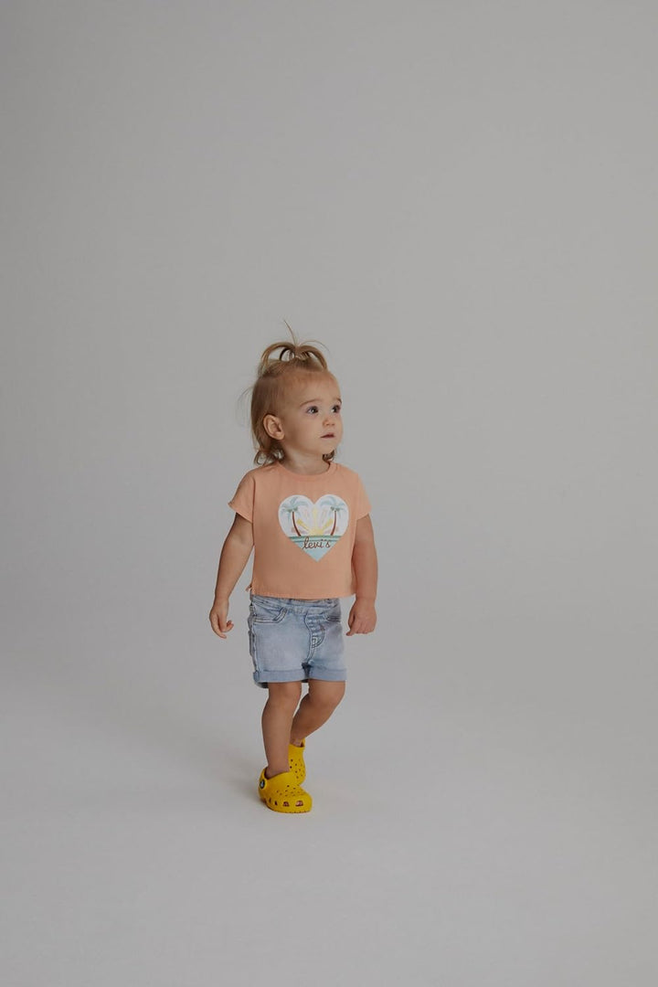 Levi's Baby-Mädchen Tee and Short Set Sgss241 Abgestimmte Outfits 12 Monate CORAL SANDS, 12 Monate C