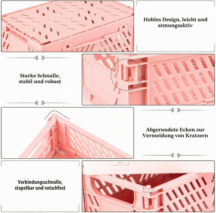 Plastikklappkiste Set, 5 Stück, Faltbar, Aufbewahrungskorb, Für Kinderzimmer, Küche, Schlafzimmer, B