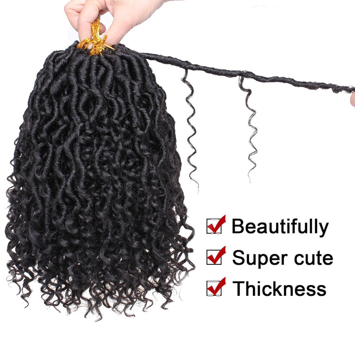 Xtrend 10 Inch 8 Packs Black River Goddess Faux Locs Crochet Hair Wavy With Curly Ends 14Strands/Pac