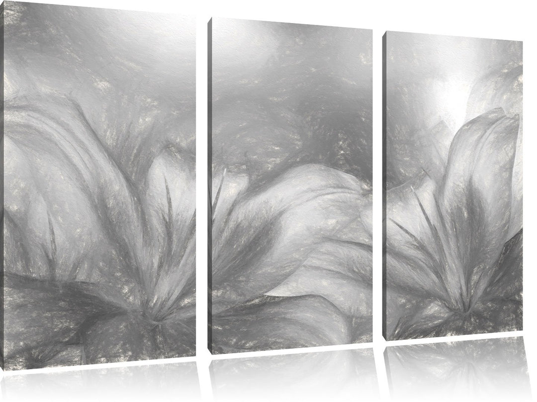 Pixxprint türkise Lilien Kunst als Leinwandbild/Grösse: 3 Teilig (120x80) / Wandbild/Kunstdruck/fert