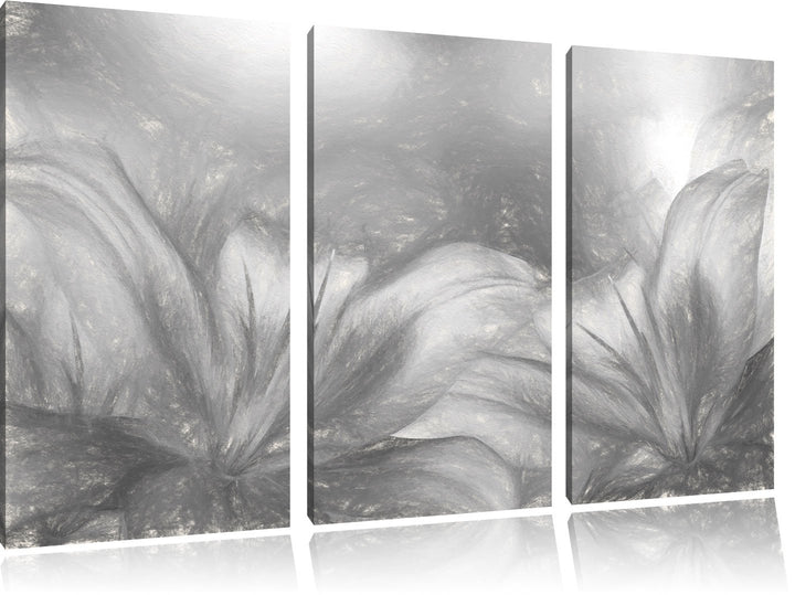 Pixxprint türkise Lilien Kunst als Leinwandbild/Grösse: 3 Teilig (120x80) / Wandbild/Kunstdruck/fert