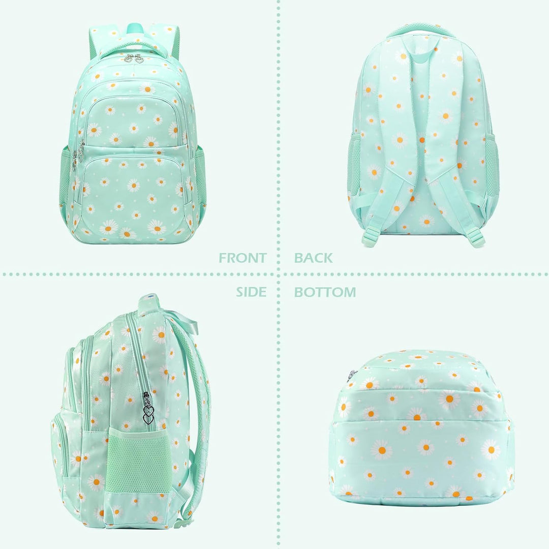 SIVENKE Schulrucksack Mädchen Teenager Damen Schultasche Rucksack Set Gänseblümchen Schulranzen für