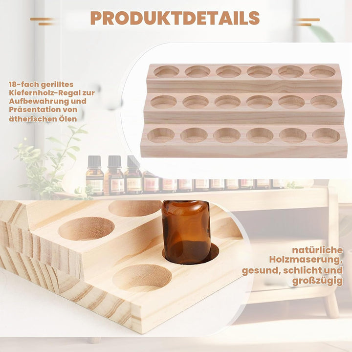 3-Lagen mit 18 Loch Hölzern für Ätherisches Öl Display Ständer, Aromatherapie Öle Organizer Ätherisc