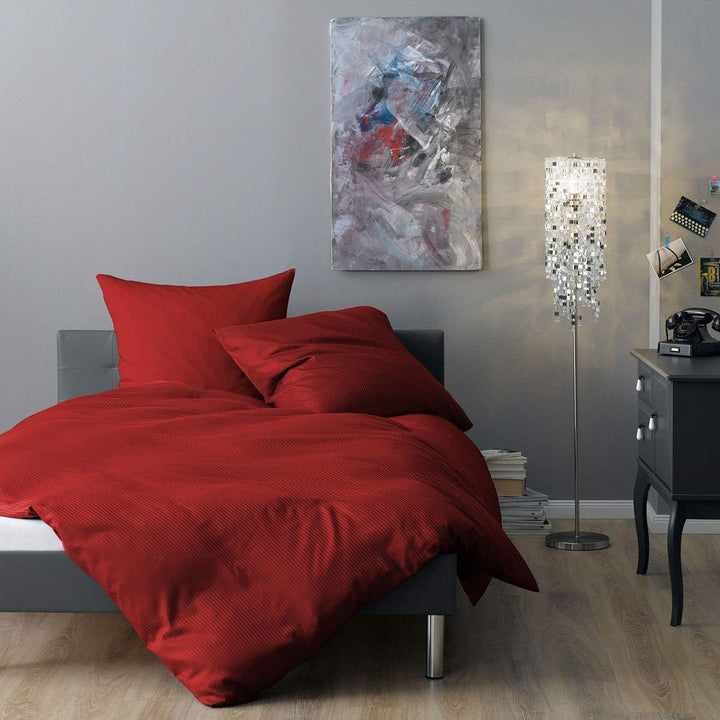 Lorena Mako-Satin Bettwäsche Venedig Burgund 1 Bettbezug 135 x 200 cm + 1 Kissenbezug 80 x 80 cm 135