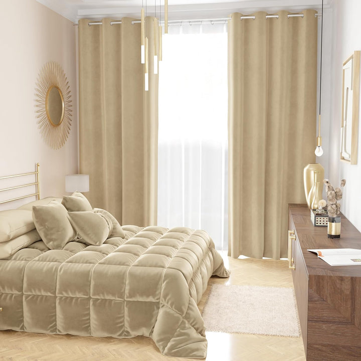 PETTI Artigiani Italiani - Steppdecke aus weichem und warmem Samt 350 g/m², Einzelbett, wendbar, Ste