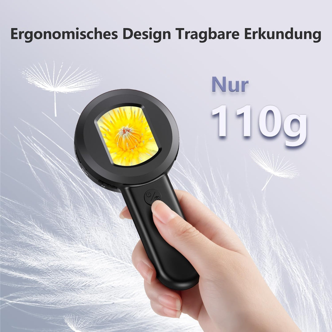 Digitales Lupe mit LED-Licht, Digitale Handlupe mit 1.7" IPS-Bildschirm, Handmikroskop mit Licht, Le