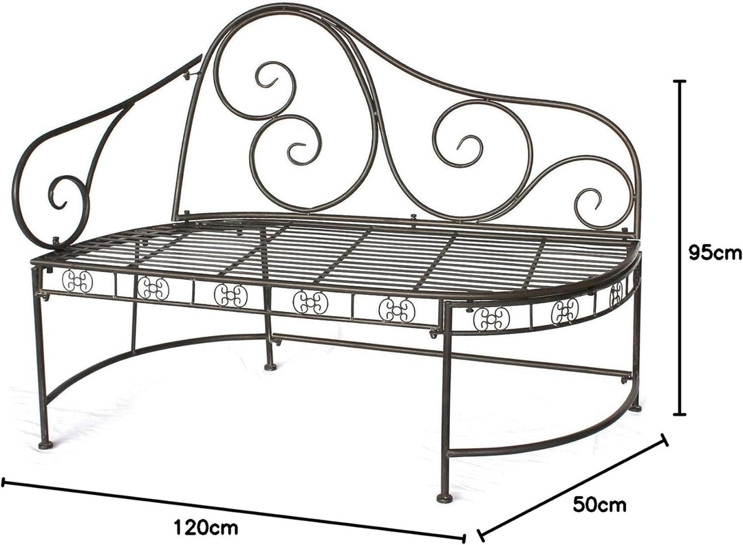 DanDiBo Gartenbank Metall Wetterfest Braun 120 cm Bank Sitzbank 2-Sitzer DY140486 Metallgartenbank m