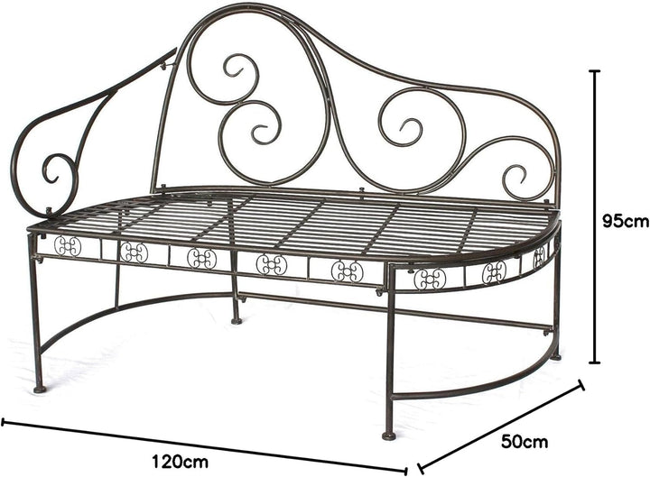 DanDiBo Gartenbank Metall Wetterfest Braun 120 cm Bank Sitzbank 2-Sitzer DY140486 Metallgartenbank m