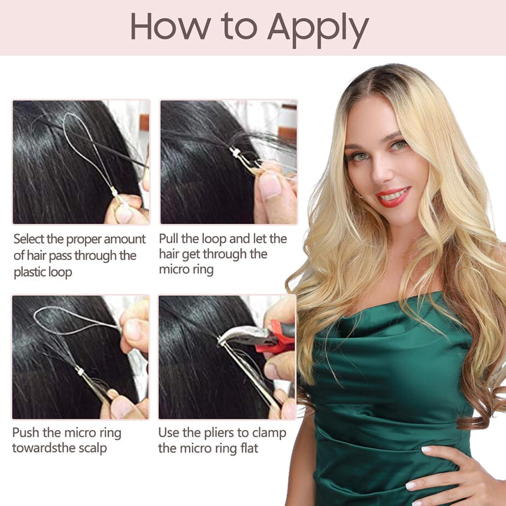 Haarteile Echthaar Microring Extensions Echthaar 0,5g Weich Natürlich Haarverlängerung 7A Remy Haare