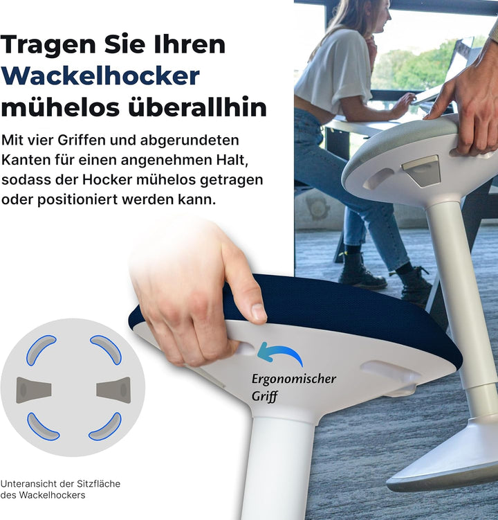 Backerz Ergonomischer Hocker - Bürohocker Testsieger mit 55-80 cm Stehhocker Höhenverstellbar mit Sc