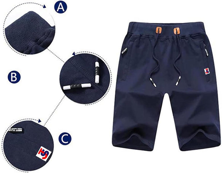 JustSun Sport Shorts kurze hosen Herren Baumwolle Mit ReissverschlussTaschen S Armeegrün 05, S Armee