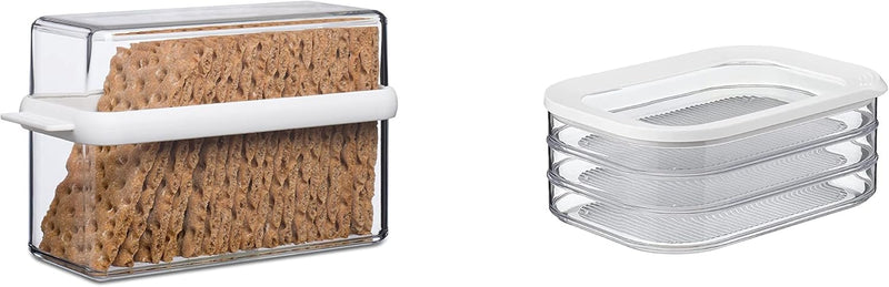 Mepal 2-tlg Vorratsdosen Frühstücks-Set Stora Weiss – Knäckebrotdose mit Kühlschrankdose – zur Aufbe
