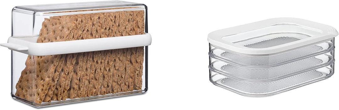Mepal 2-tlg Vorratsdosen Frühstücks-Set Stora Weiss – Knäckebrotdose mit Kühlschrankdose – zur Aufbe