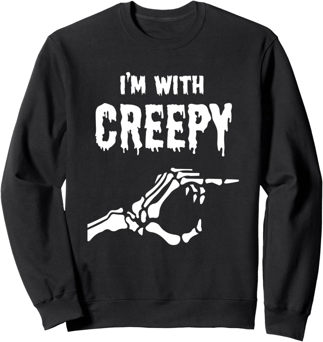 I'm With Creepy Skeleton Hand Halloween Sweatshirt