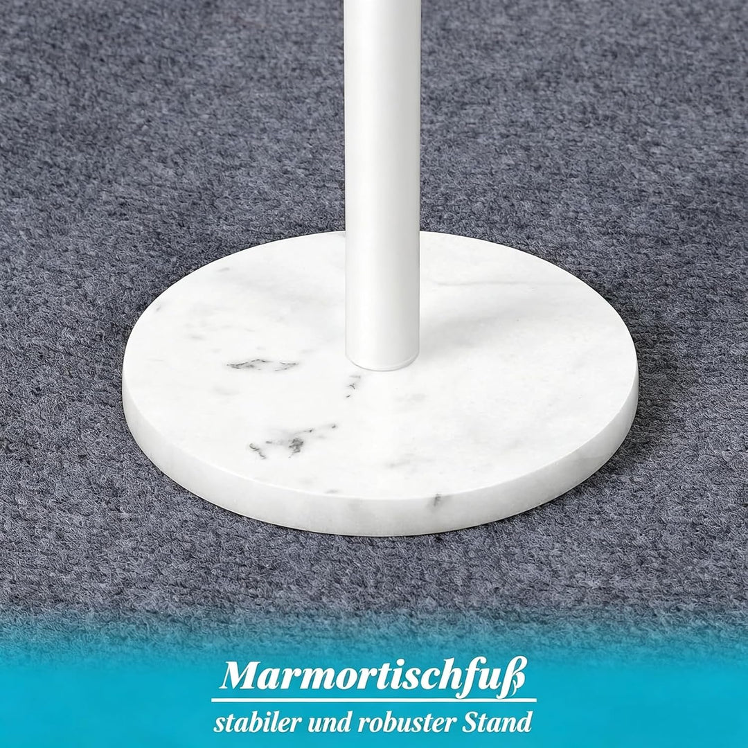 smusei Kleiner Weiss Beistelltisch, runder Couchtisch mit Marmorsockel Sofa-Beistelltisch für Wohnzi