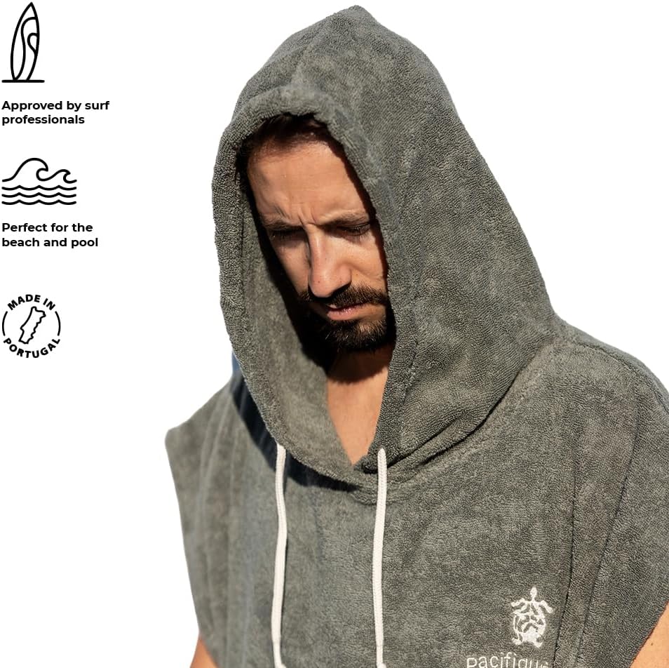 Pacifique Sud - Poncho Grün ärmelloser Poncho - Large - 100% Baumwolle Premium - Made in Portugal