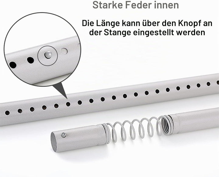 278-327cm Extra Lange Gardinenstange, Ohne Bohren Teleskopstange , Ausziehbare Edelstahl Duschvor