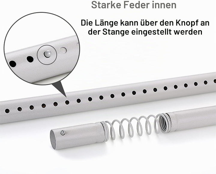 278-327cm Extra Lange Gardinenstange, Ohne Bohren Teleskopstange , Ausziehbare Edelstahl Duschvor