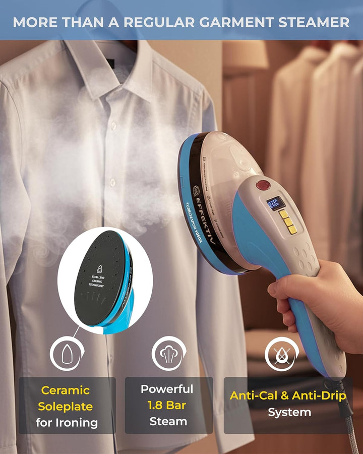 Vertikales Dampfbügeleisen EFFEKTIV TurboVapor 1050X, leistungsstarker Dauerdampf - 400 mg/min, 3-in