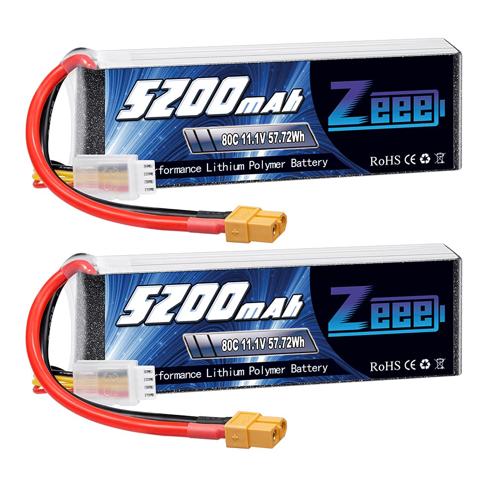 Zeee 3S LiPo Akku 5200mAh 11,1V 80C mit XT60 Steck für RC Auto, RC Flugzeug, RC Hubschrauber, RC Hob