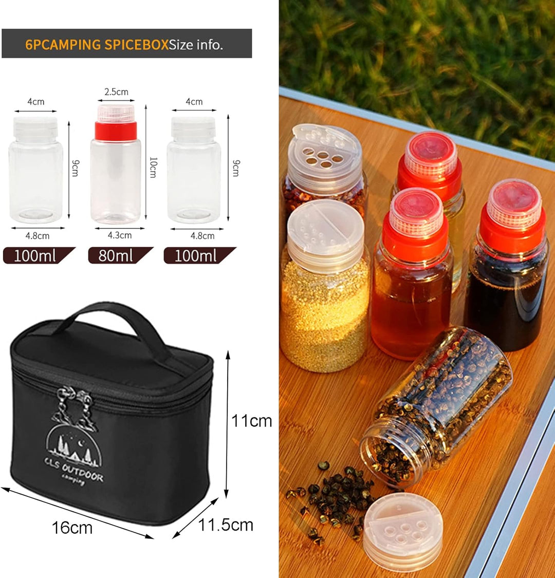 6 Stück Gewürzgläser Set Portable kleiner Salzstreuer BBQ Gewürzflasche Set Transparent Gewürzdosen