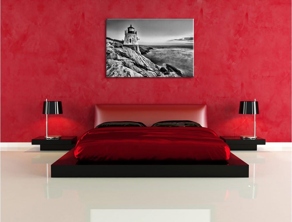 Pixxprint Kleiner Dicker Leuchtturm als Leinwandbild/Grösse: 100x70 / Wandbild/Kunstdruck/fertig bes