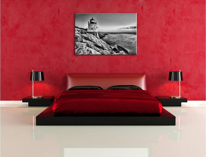 Pixxprint Kleiner Dicker Leuchtturm als Leinwandbild/Grösse: 100x70 / Wandbild/Kunstdruck/fertig bes