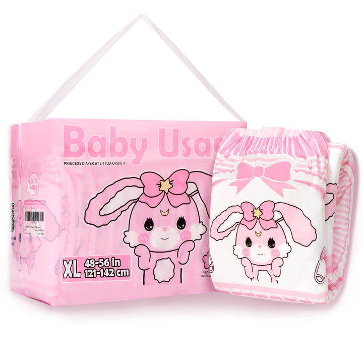 LittleForBig 5500-5800 ml Erwachsenen Gedruckten Windeln 10 Stück - Baby Usagi (XL) XL Rosa, XL Rosa