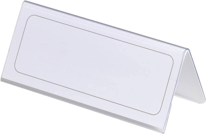 Durable Tischnamensschild 61/122 x 150 mm, transparent mit weisser Papiereinlage, 25 Stück, 805019,