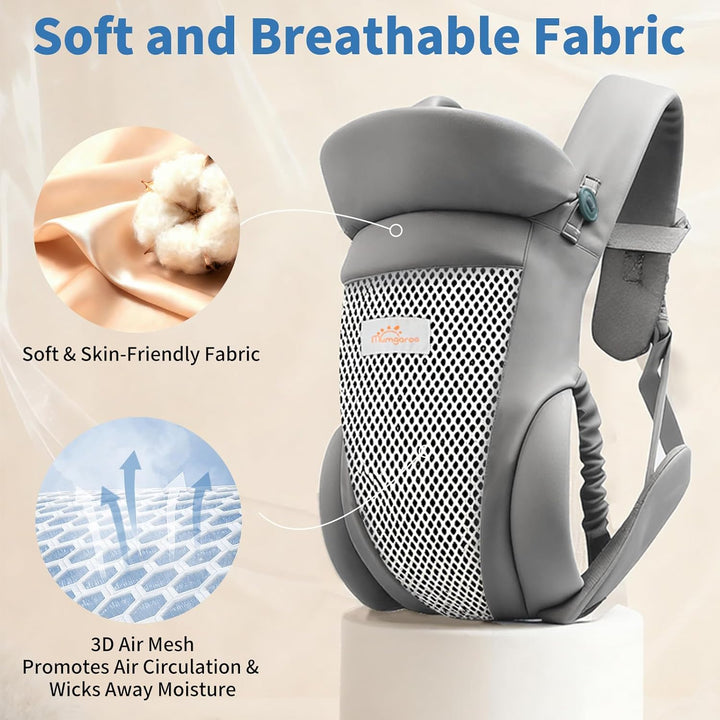 Babytrage - Superweiche 3D-Air Baby Tragegurt Neugeborene ab Geburt (0–24 Monate), On the Go 4-in-1