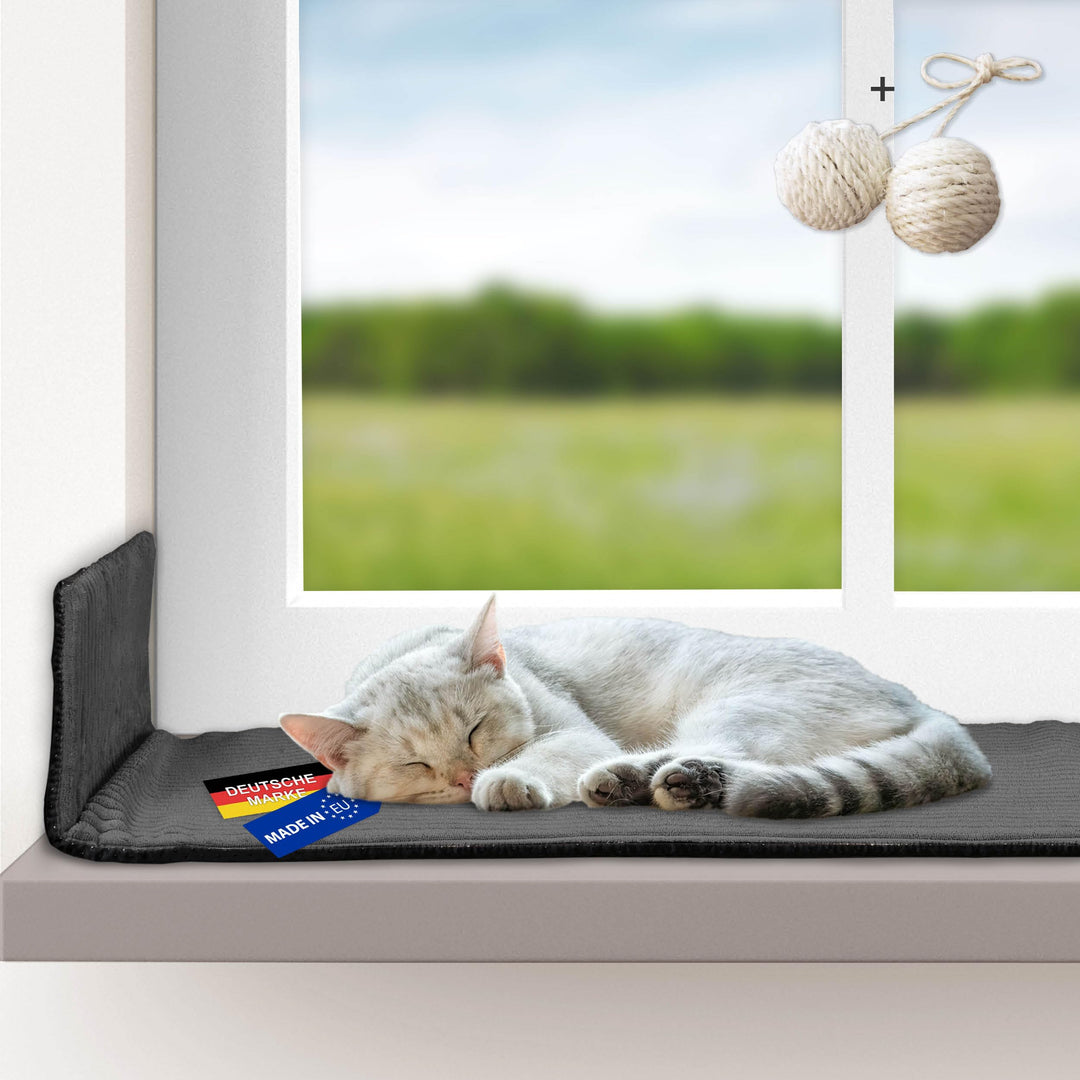 Rohrschneider Katzen Fensterliege | selbstwärmende Katzendecke | Made in EU | Katzenkissen mit Rutsc