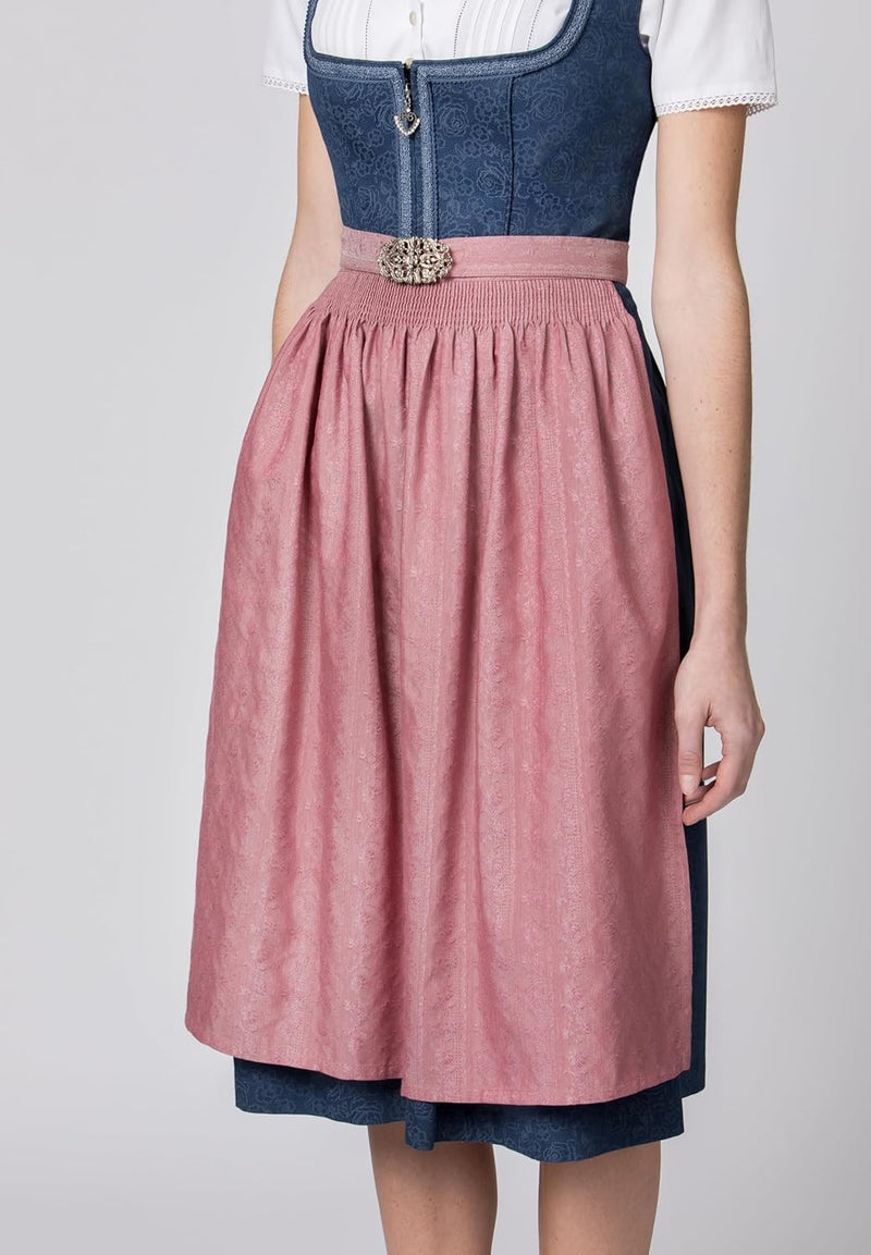Stockerpoint Damen Dirndl Roseline Kleid für besondere Anlässe (ohne Bluse) 36 Blau-altrosa, 36 Blau