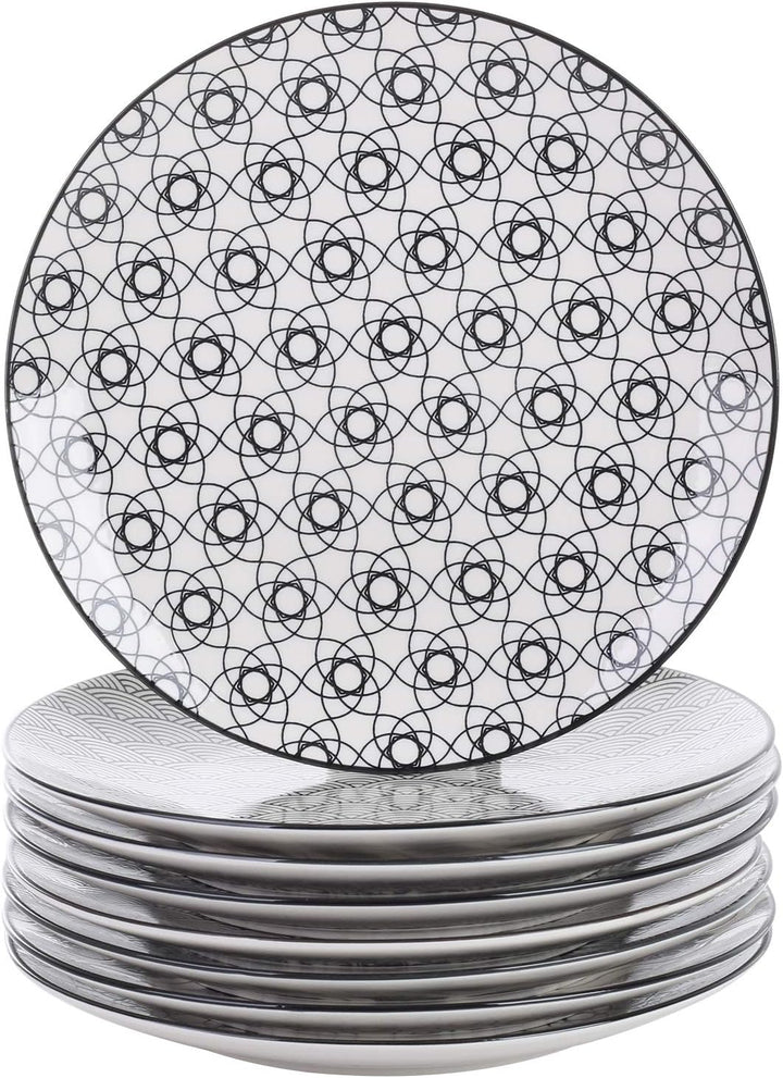 vancasso, Haruka 8 teilig Porzellan Dessertteller Set, Durchmesser 21,5 cm Rund Kuchenteller, Frühst