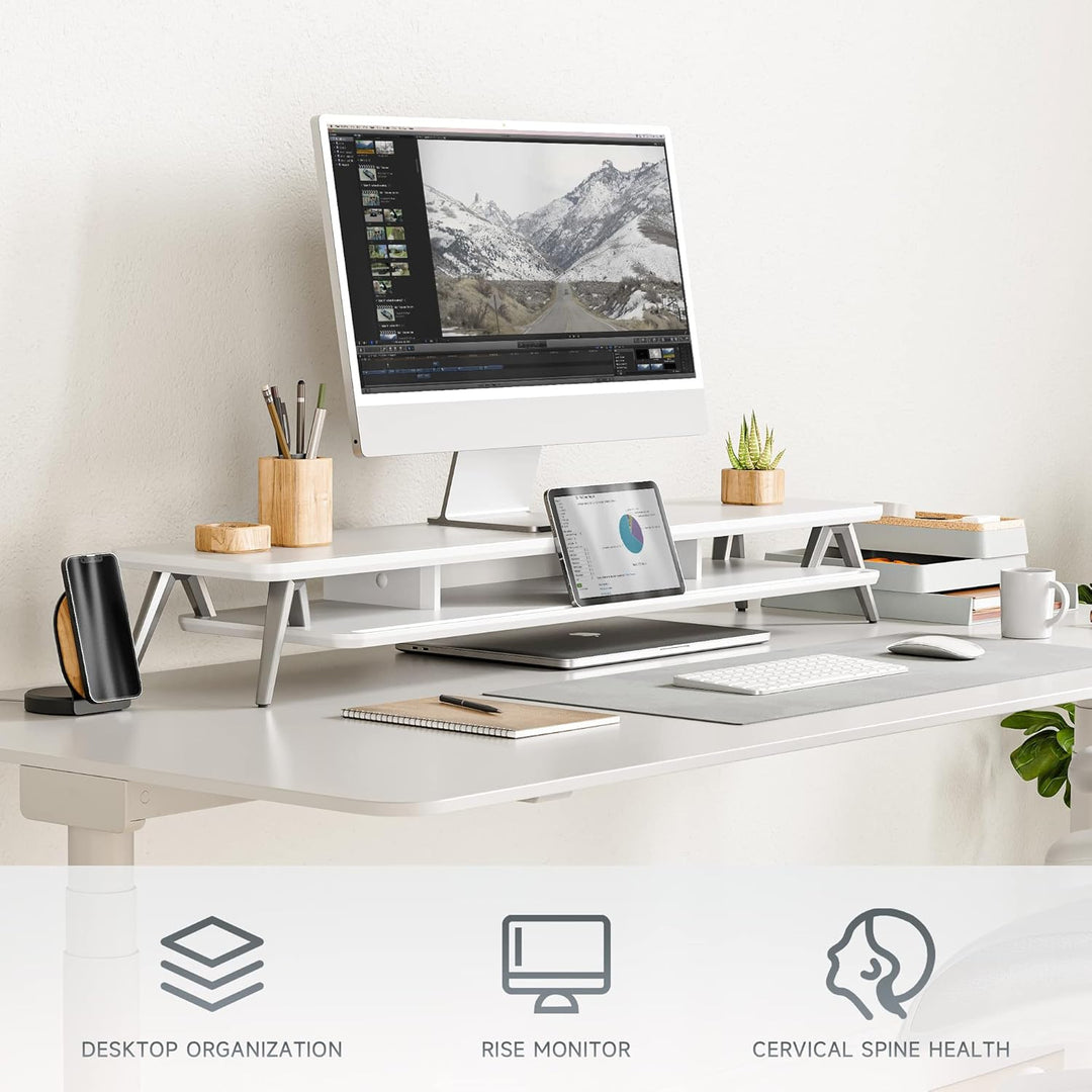 Fenge Dual Monitorständer mit Telefon/Pad Halter, 2 Etagen Gross Multifunktionaler Computer Laptop B