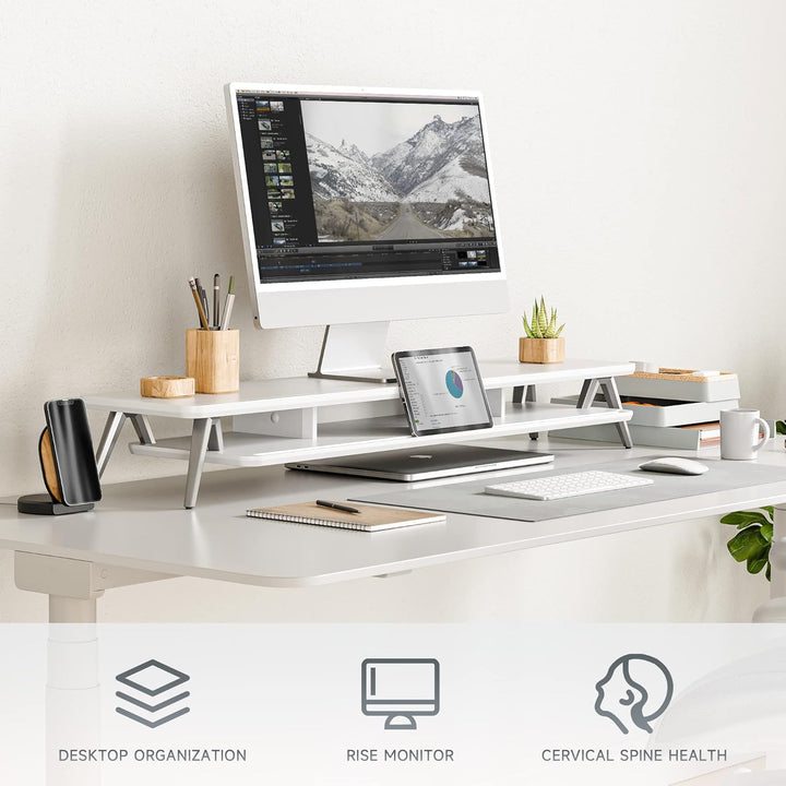 Fenge Dual Monitorständer mit Telefon/Pad Halter, 2 Etagen Gross Multifunktionaler Computer Laptop B