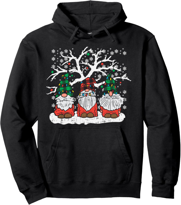 Gnomes Plaid Hat Christmas Garden Xmas Pajama Men Women Gift Pullover Hoodie