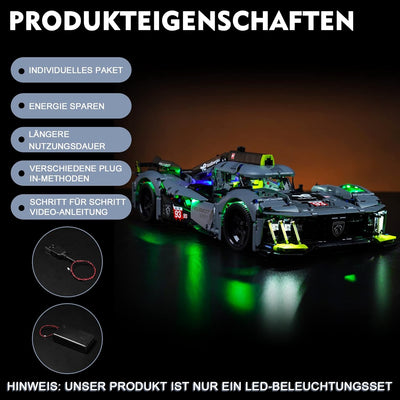 Led Licht Set für Lego 42156 Technic Peugeot 9X8 24H Le Mans Hybrid Hypercar (Kein Lego-Modell), Dek