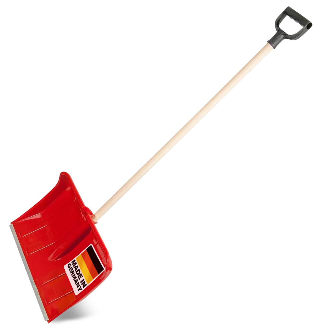 SHW-FIRE 59026 Schneeschieber Schneeschaufel Kunststoff 50 cm breit mit rundem Stiel Holz 130 cm lan